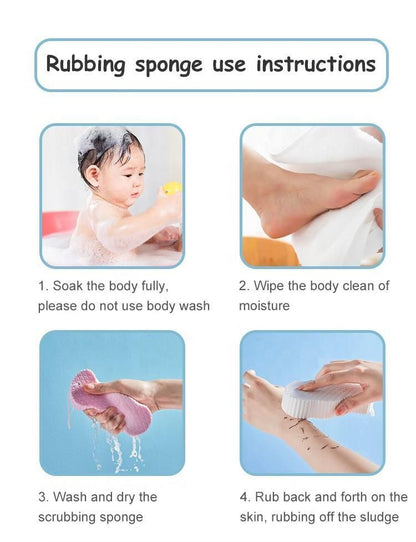 Kids Magic Bath Sponge Exfoliating Brush for Gentle Dead Skin Removal - Baby Body Scrubber & Massage Cleaning Tool (Pack of 4)